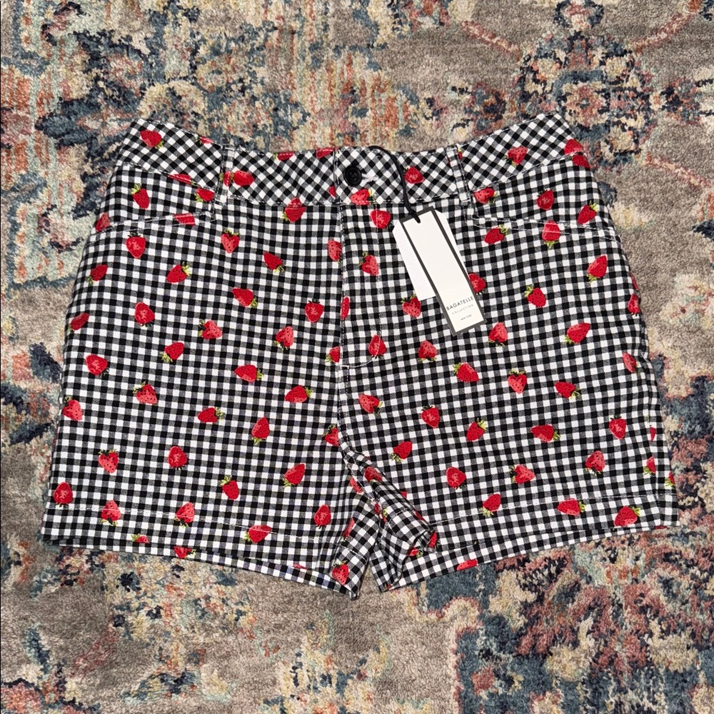 Bagatelle Gingham Shorts with strawberry Accents